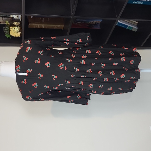 URBAN OUTFITTERS Staring at Stars Black Embroidered Yoke Floral Rayon Boho Dress - Picture 8 of 10